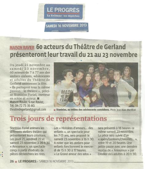 Article sur la fete du theatre 2013 2