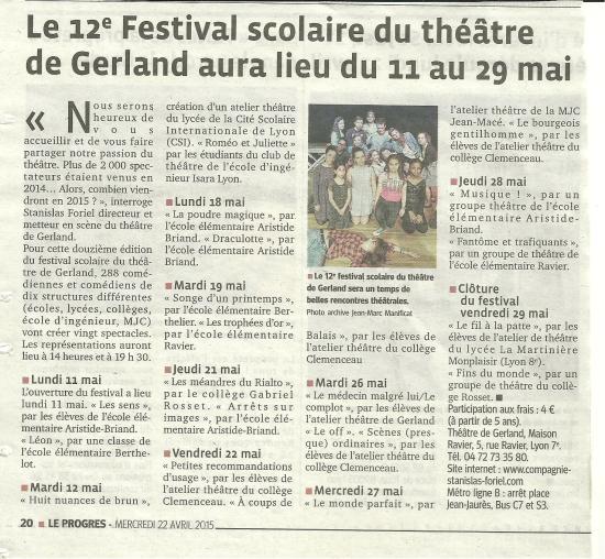 Le progres 22 avril 15