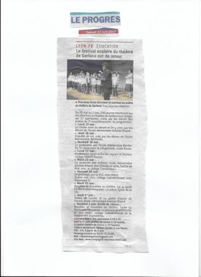 Le progres 22 avril 17